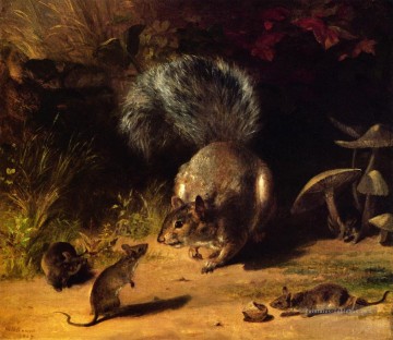 Écureuil et souris William Holbrook Beard Peinture à l'huile